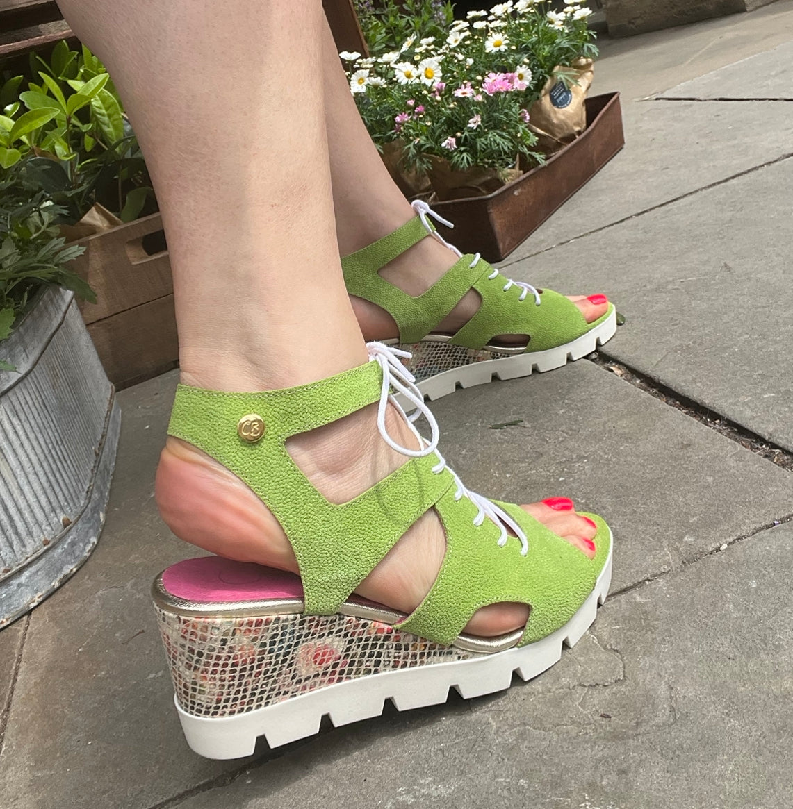 Lime green hot sale wedge sandals