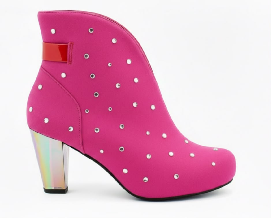 Livre - Fuchsia sparkle suede ankle boot- PRE ORDER
