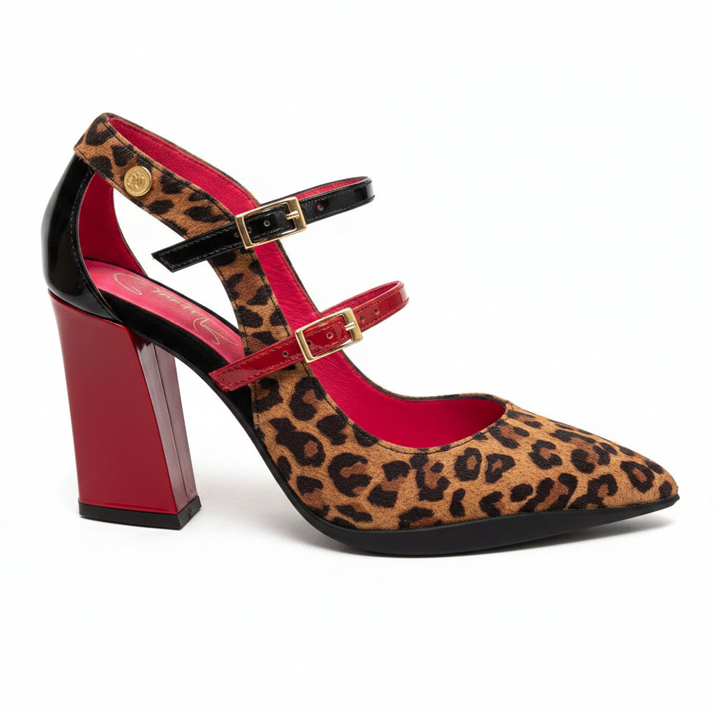 Pointure - Angela -Dark Leopard red-black