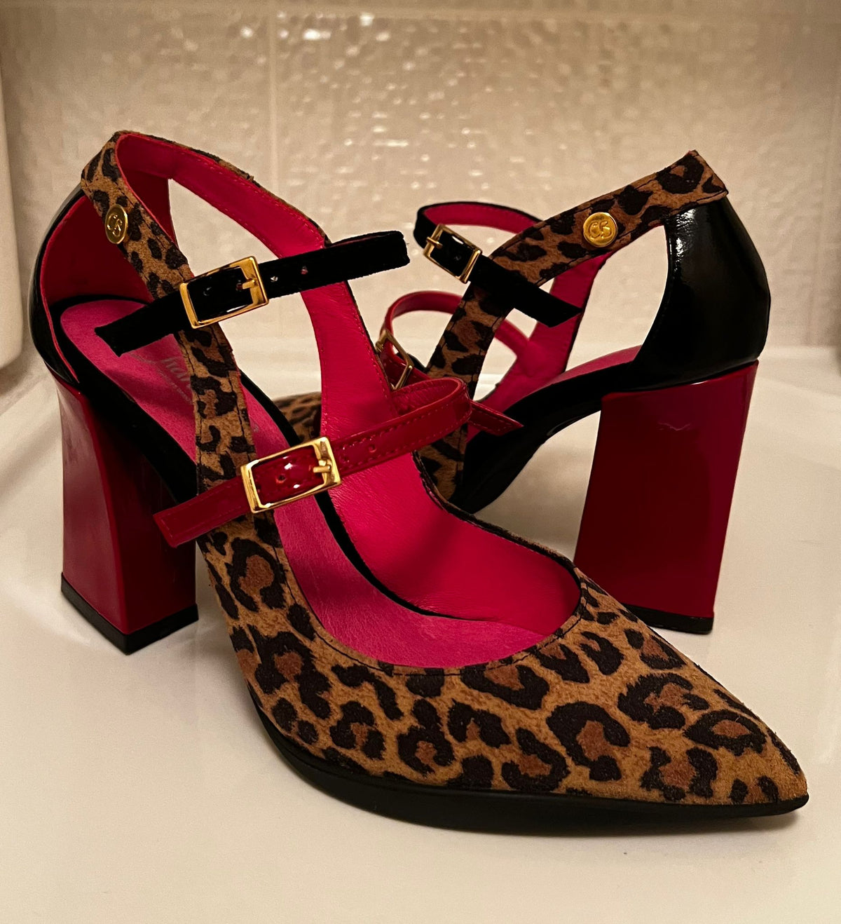 Pointure - Angela -Dark Leopard red-black