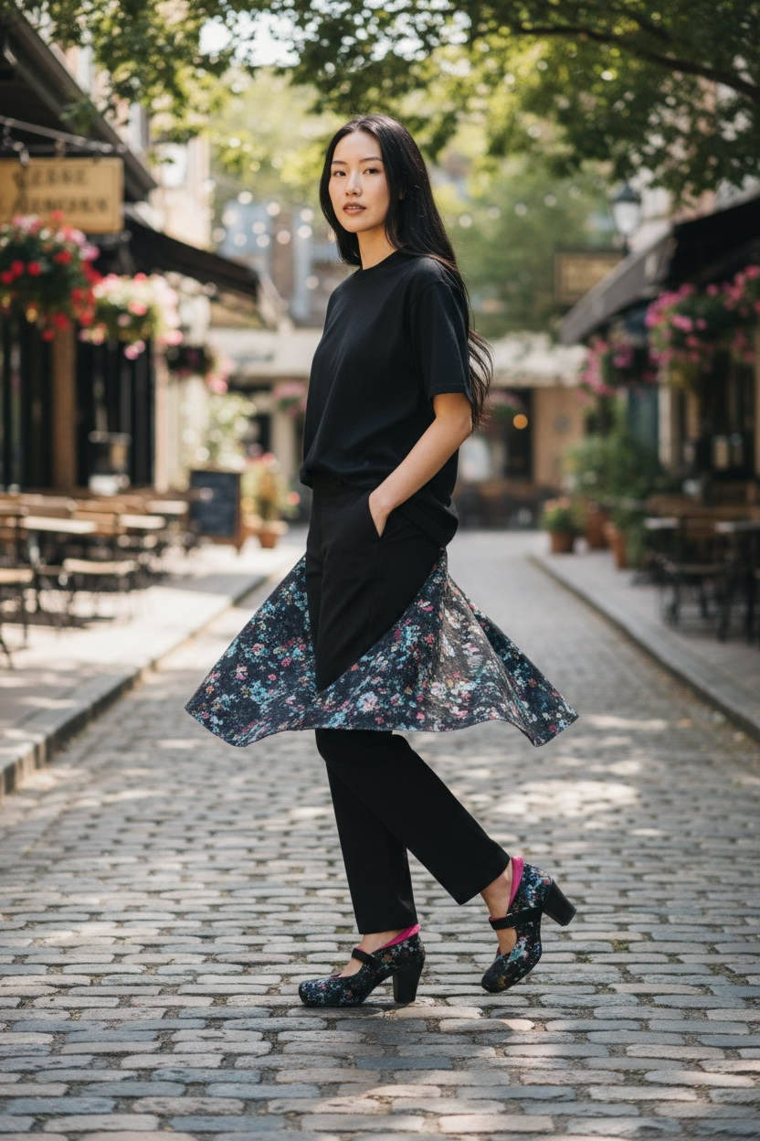 Stylo - Black Antique Floral heel shoes - Chanii B