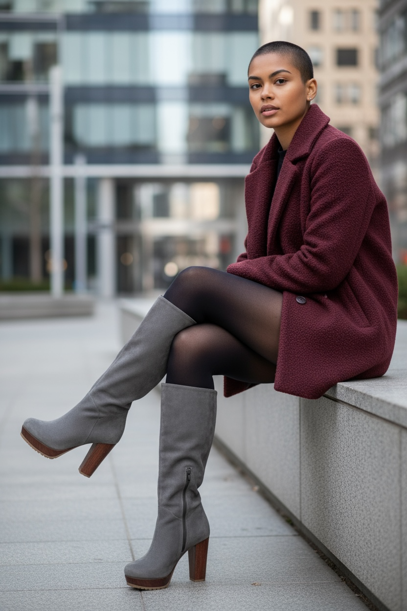 Champignon - Grey Suede Copper platform boot - Chanii B