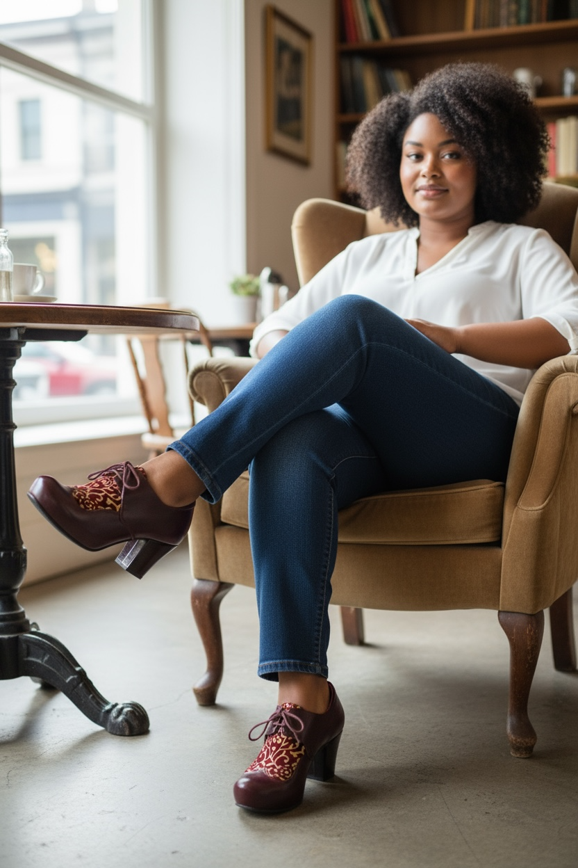 Bois - Wine swirl Lace up heel - Chanii B