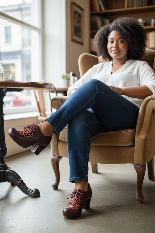 Bois - Wine swirl Lace up heel - Chanii B