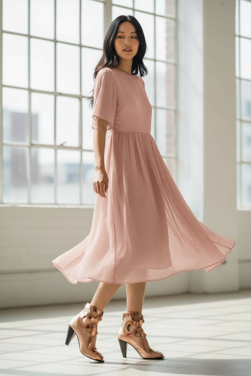 Serpent - Rose Gold high heel peep toe shoe- last pair 41!