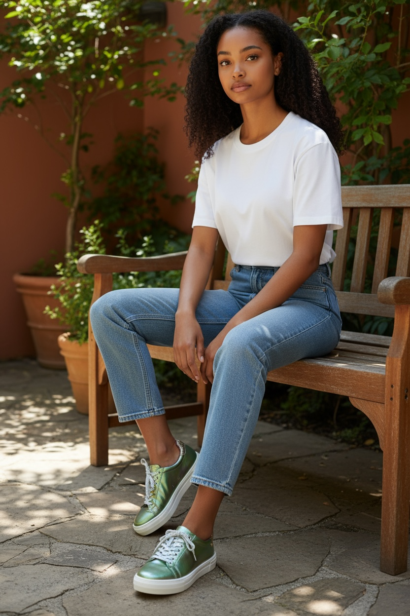 Figaro-Iridescent green sneaker