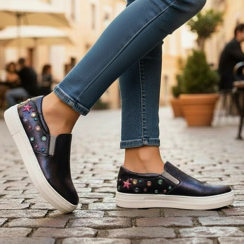Scala Jewel- Navy slip on trainers