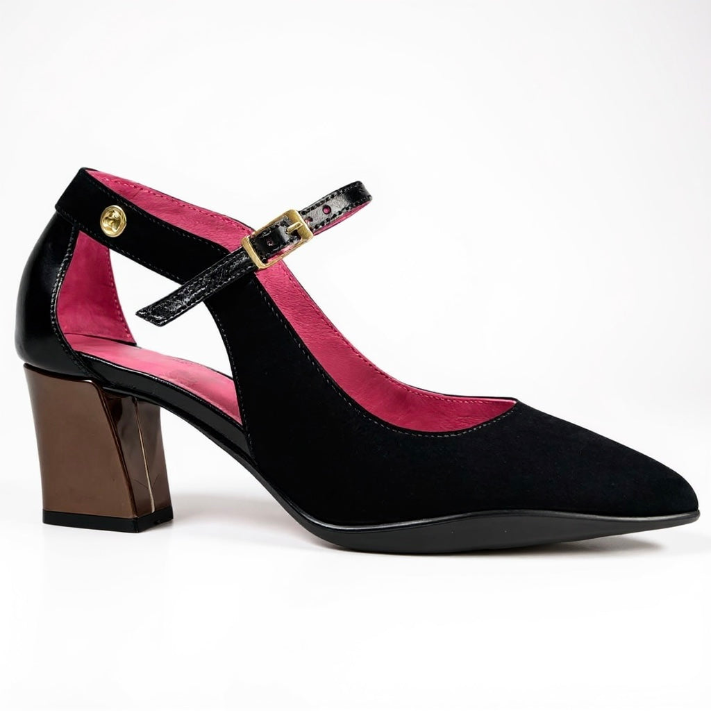 La La - black and bronze low heel