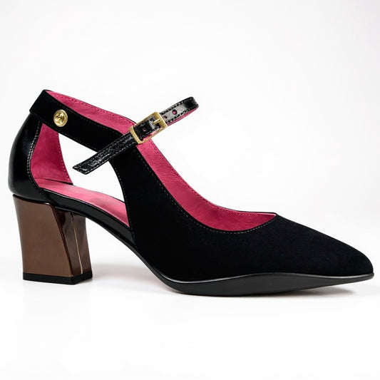 La La - black and bronze low heel