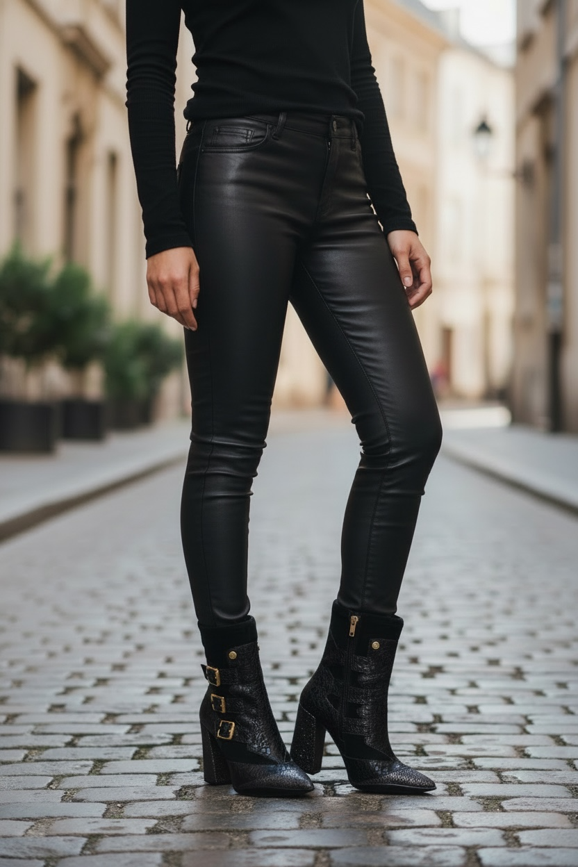 Peron - Black Flower Stretch high heel ankle boot- last pairs 37 and 38