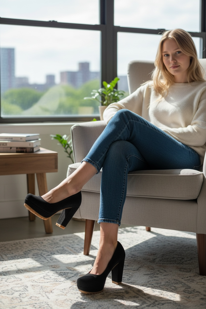 Pate - Black Suede Platform shoe