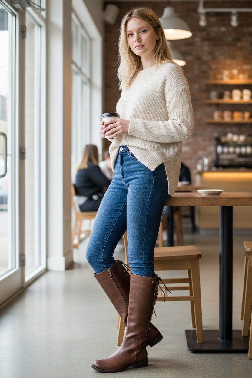 Empire - Brown leather long leg boot- LAST PAIR 37