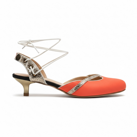 Faire -Orange low kitten heel
