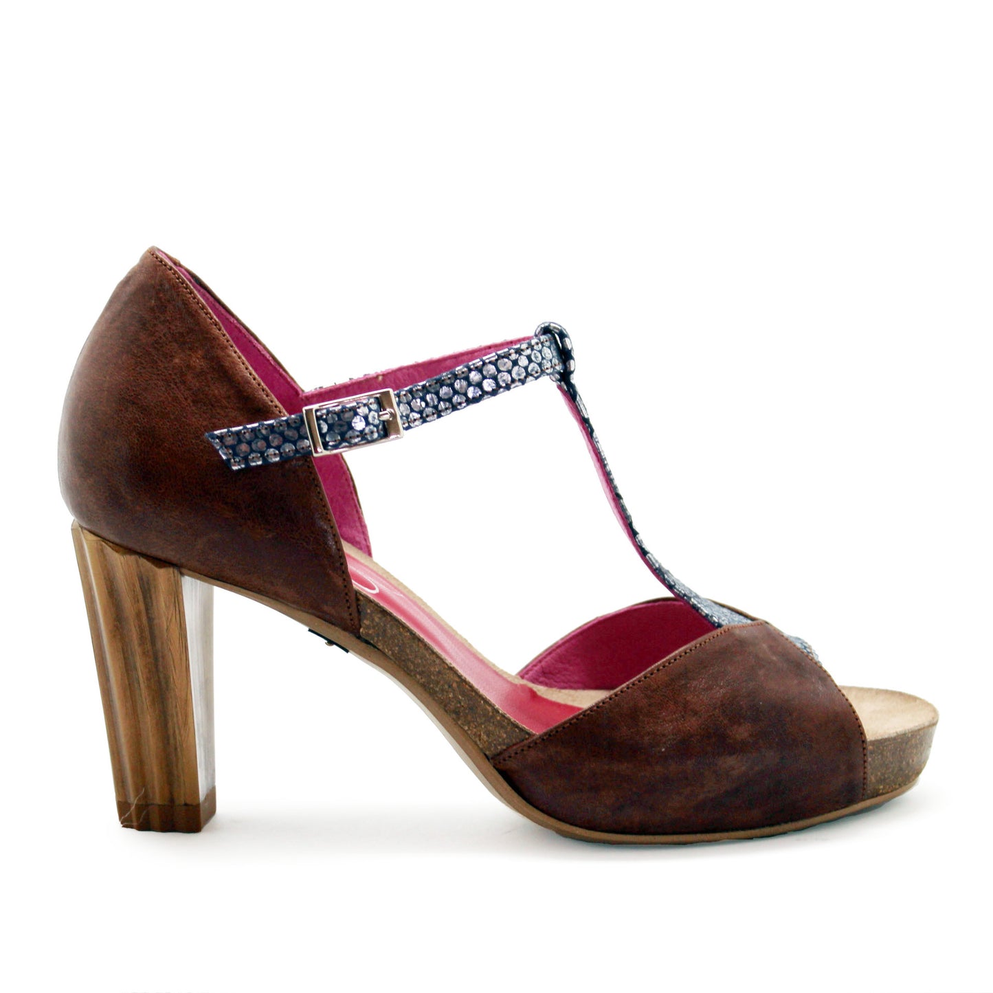 Salute - Brown/Blue T strap sandal Last pairs 36 and 40