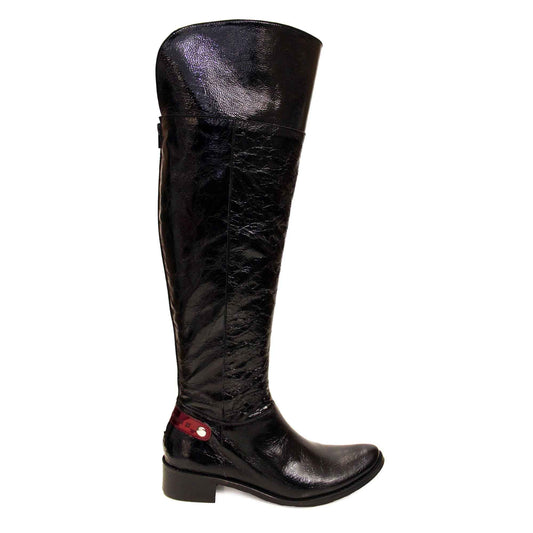 St Germaine - Black Patent leather knee high boot