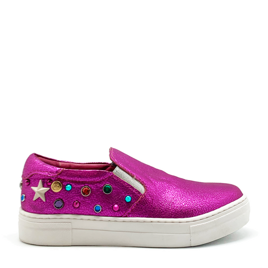 Scala Jewel- Fuchsia crack slip on sneaker