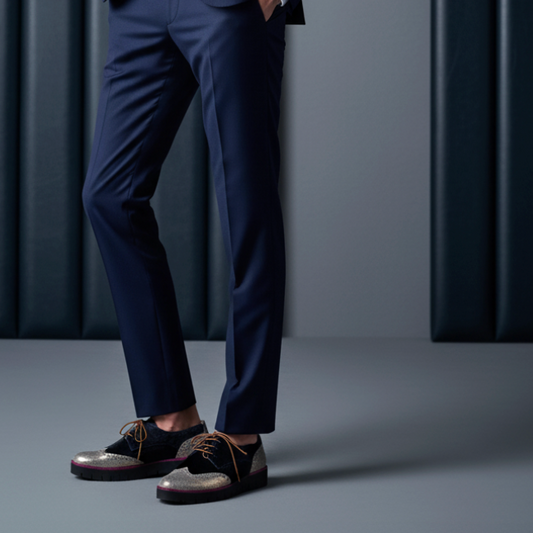 Bolt - Navy and gold lace up shoe- last pairs 36 and 38