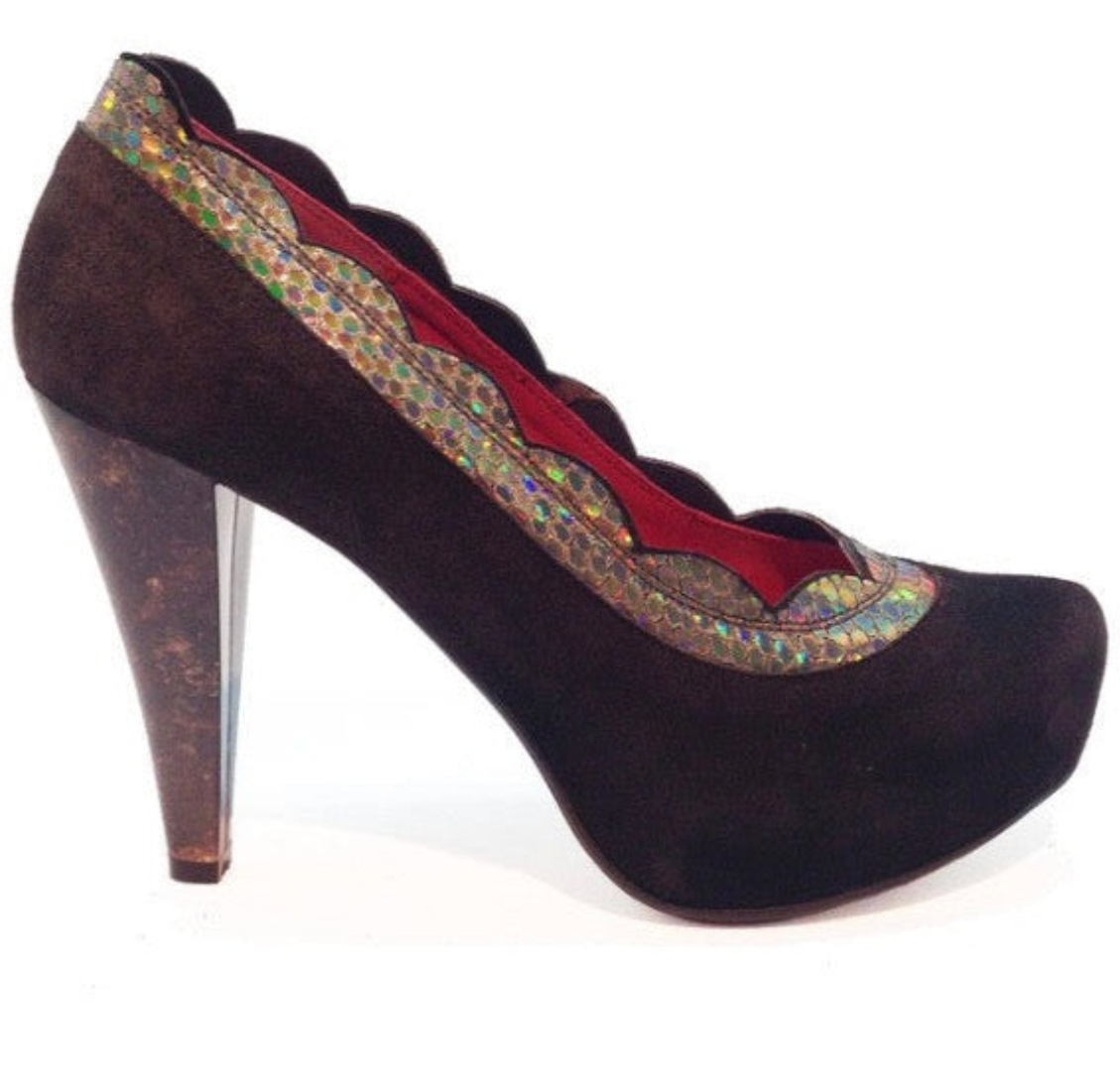 Beaucoup- Brown Suede platform heel
