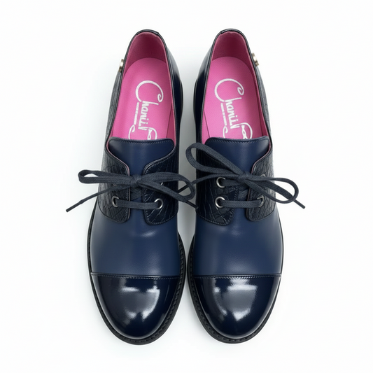 Ecoute- Navy leather patent lace up shoe-Pre order