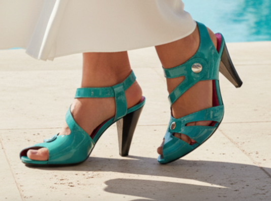 Chardonnay - Turquoise Patent open toe sandal- LAST PAIR 39