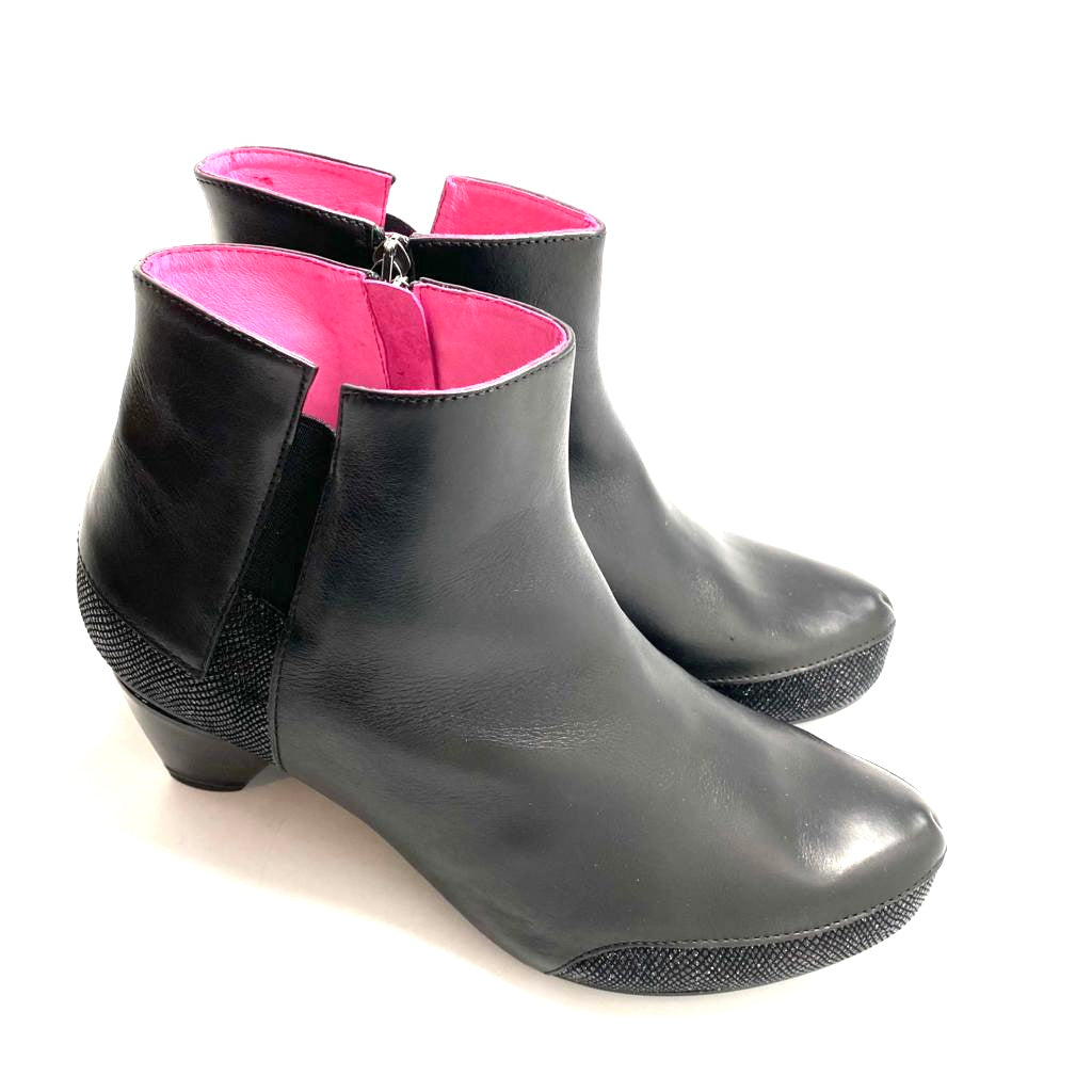 ABOVE VIEW OF BLACK ANKLE BOOT