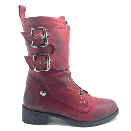 Bon Amie - Cranberry wine lace up ankle boot