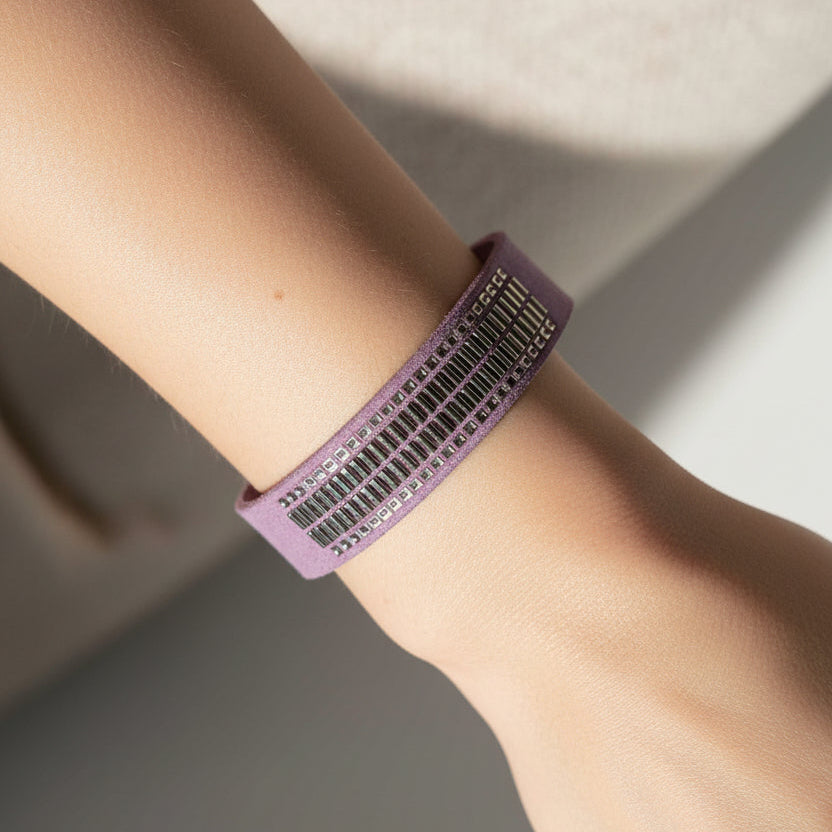 Handmade lilac suede and crystals bracelet