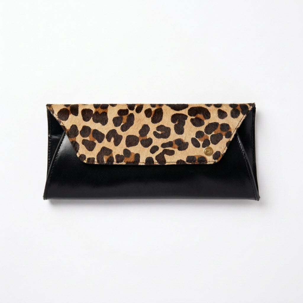 Fold Clutch - Leopard and black