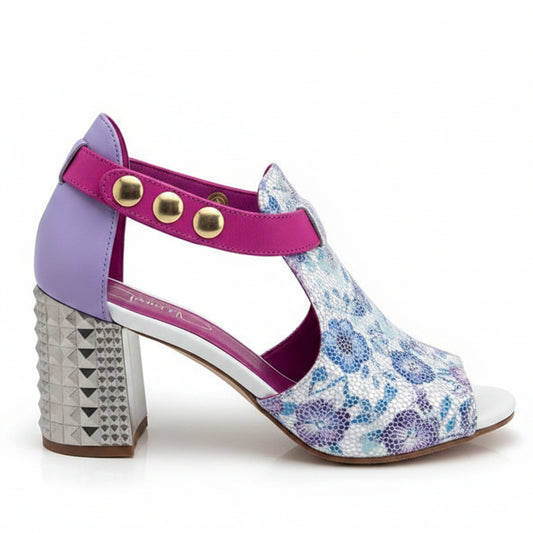 Rayon - White pink floral  open toe sandal - Chanii B