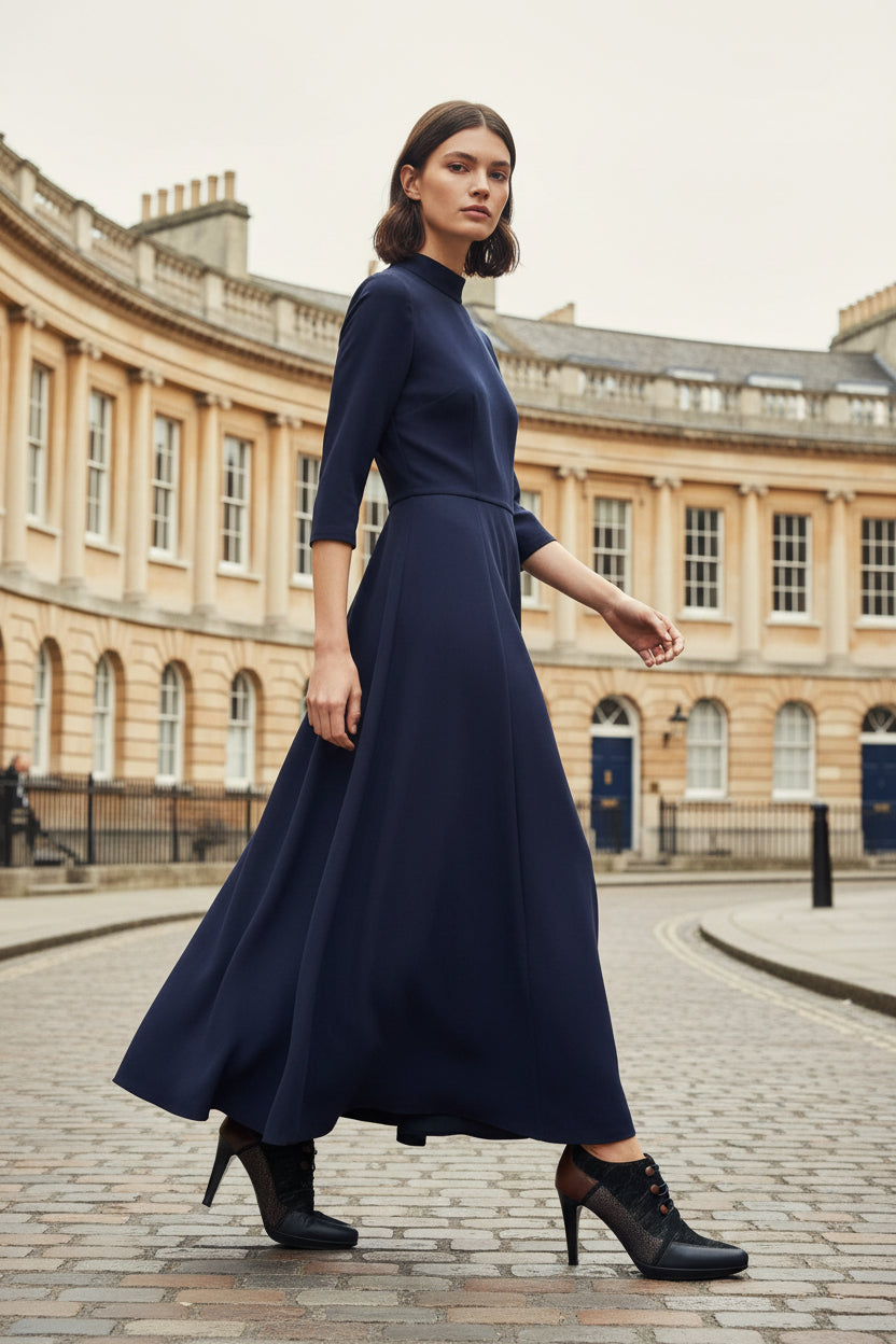 Dijon - Navy/Luggage button shoe/boot