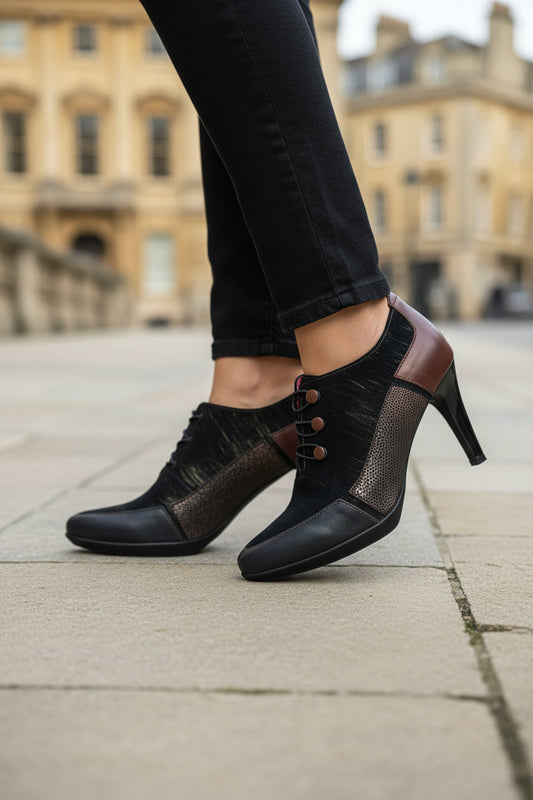 Dijon - Navy/Luggage button shoe/boot