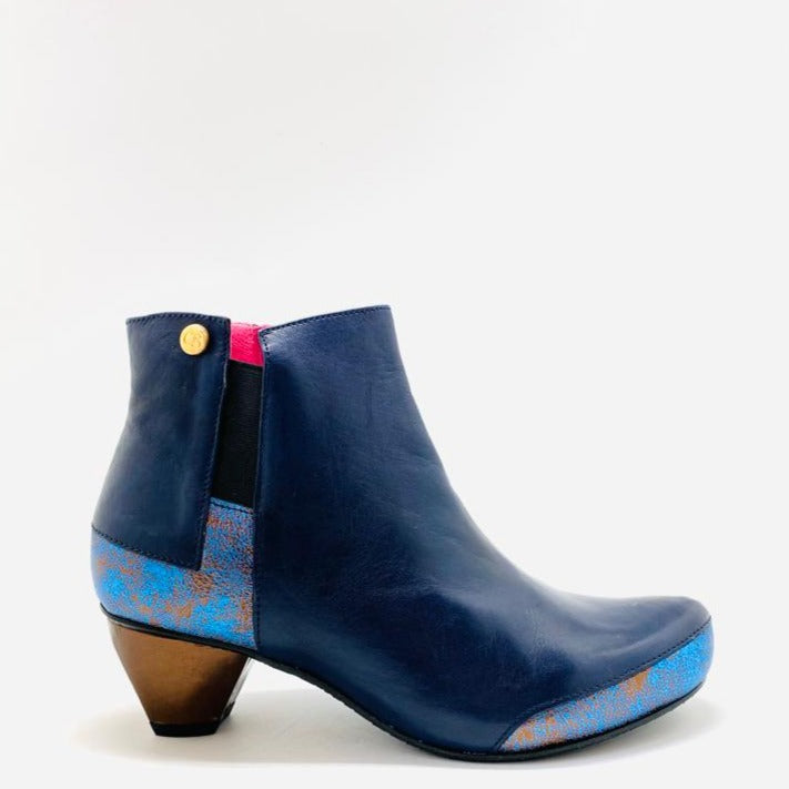 Navy heeled ankle clearance boots