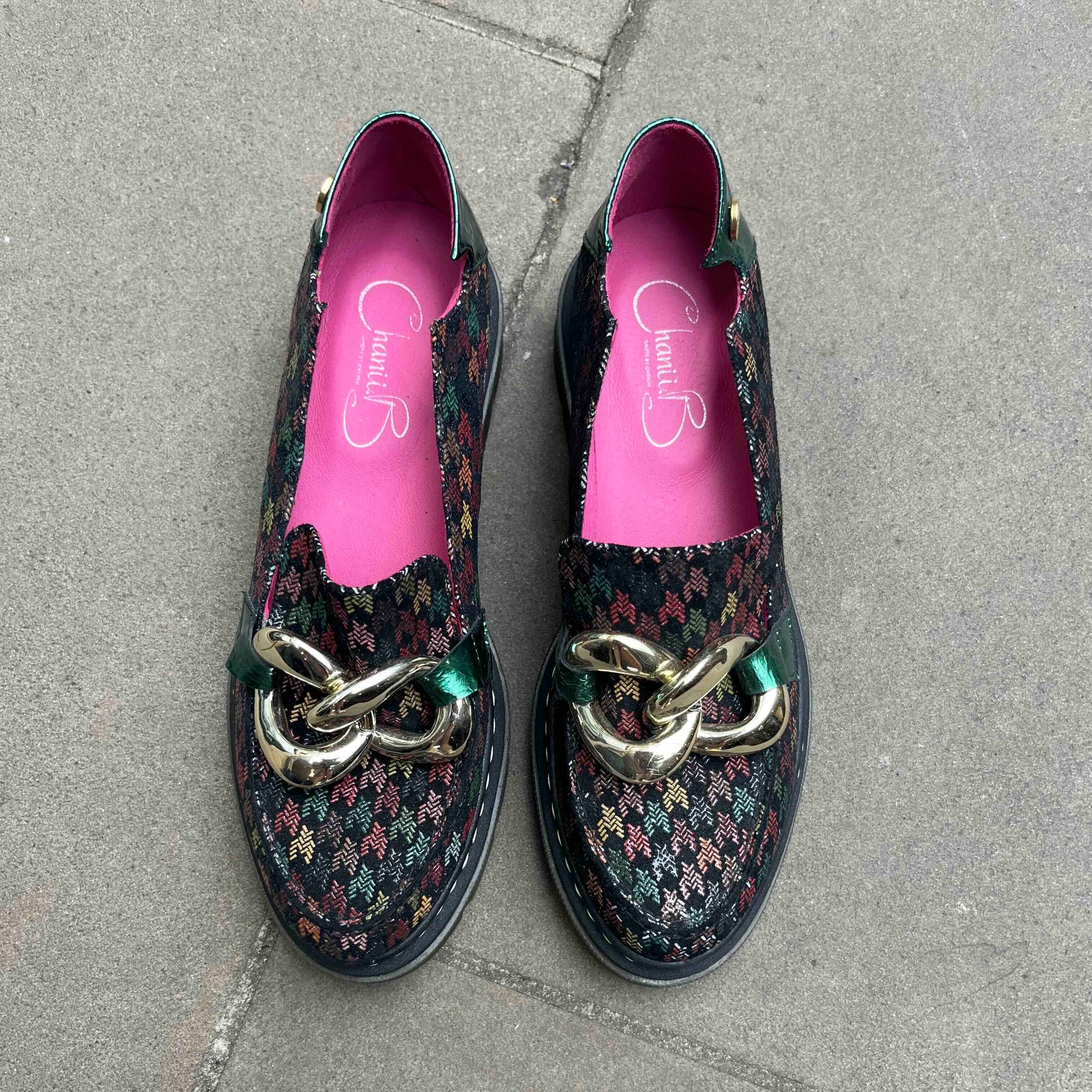 Flambe - Multi houndstooth leather loafer - Chanii B