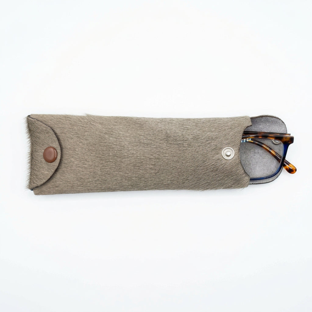 Case- Taupe natural cowhide eye glass case
