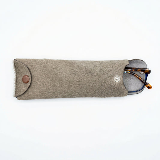 Case- Taupe natural cowhide eye glass case