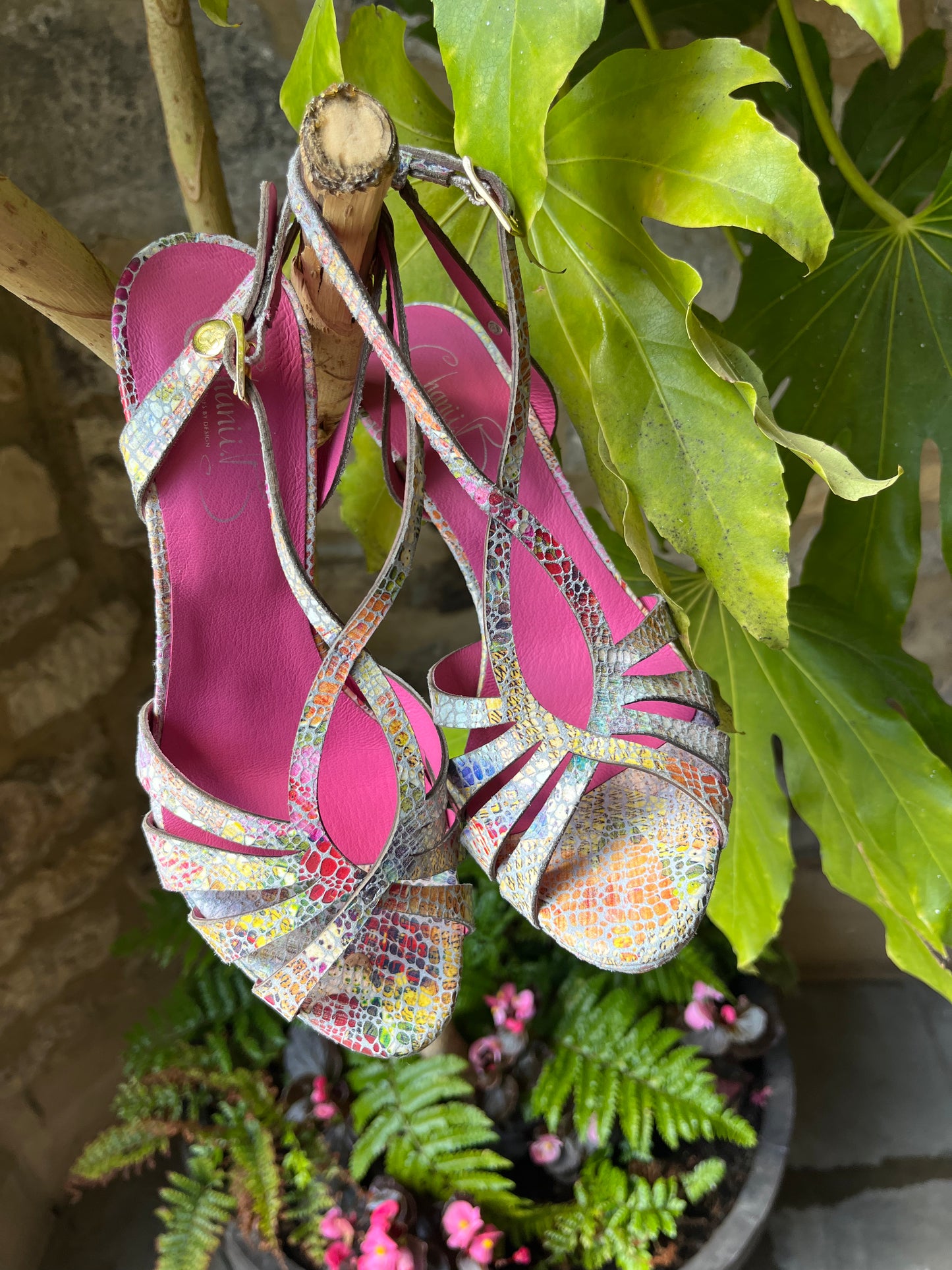 Mon Coeur - Natural soft multi coloured high heel sandal
