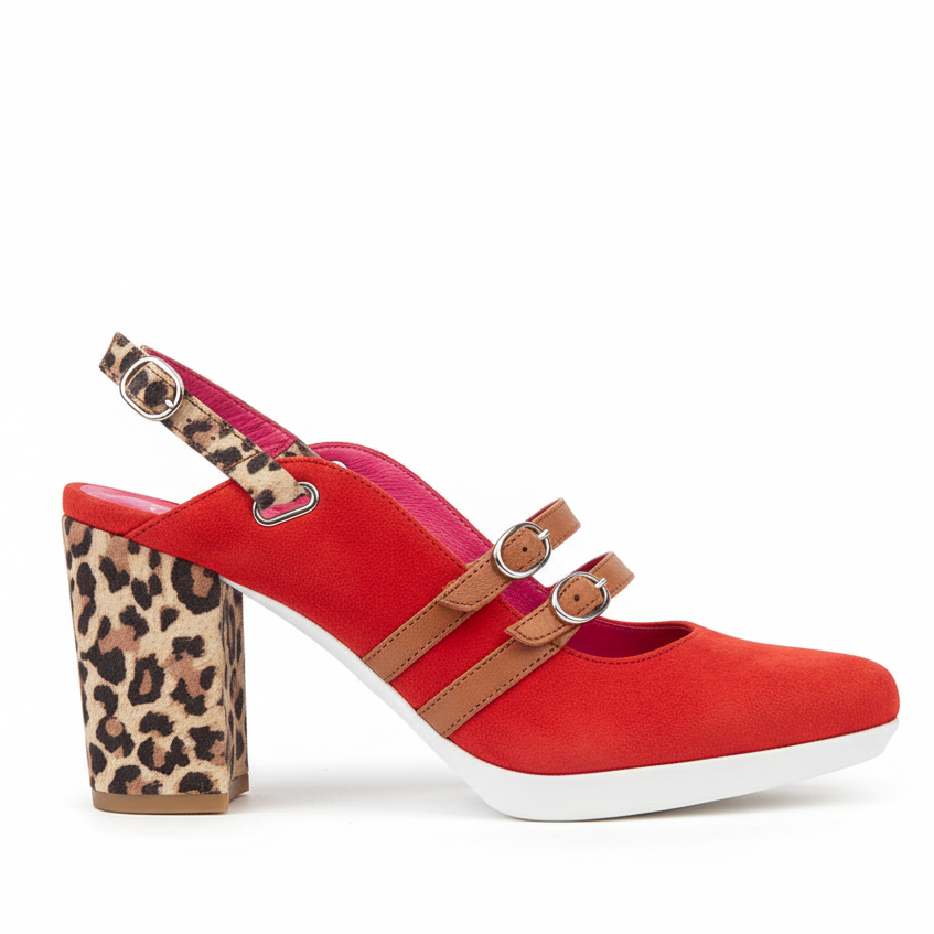 Pineapple - Orange-Red Leopard shoe- PRE ORDER