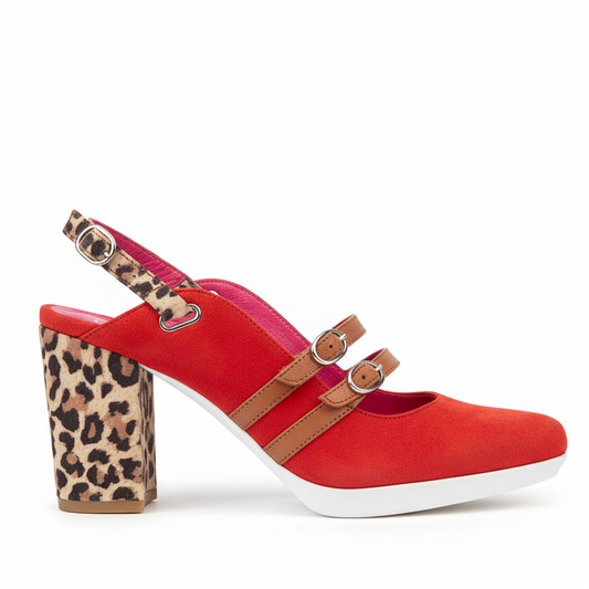 Pineapple - Orange-Red Leopard shoe- PRE ORDER