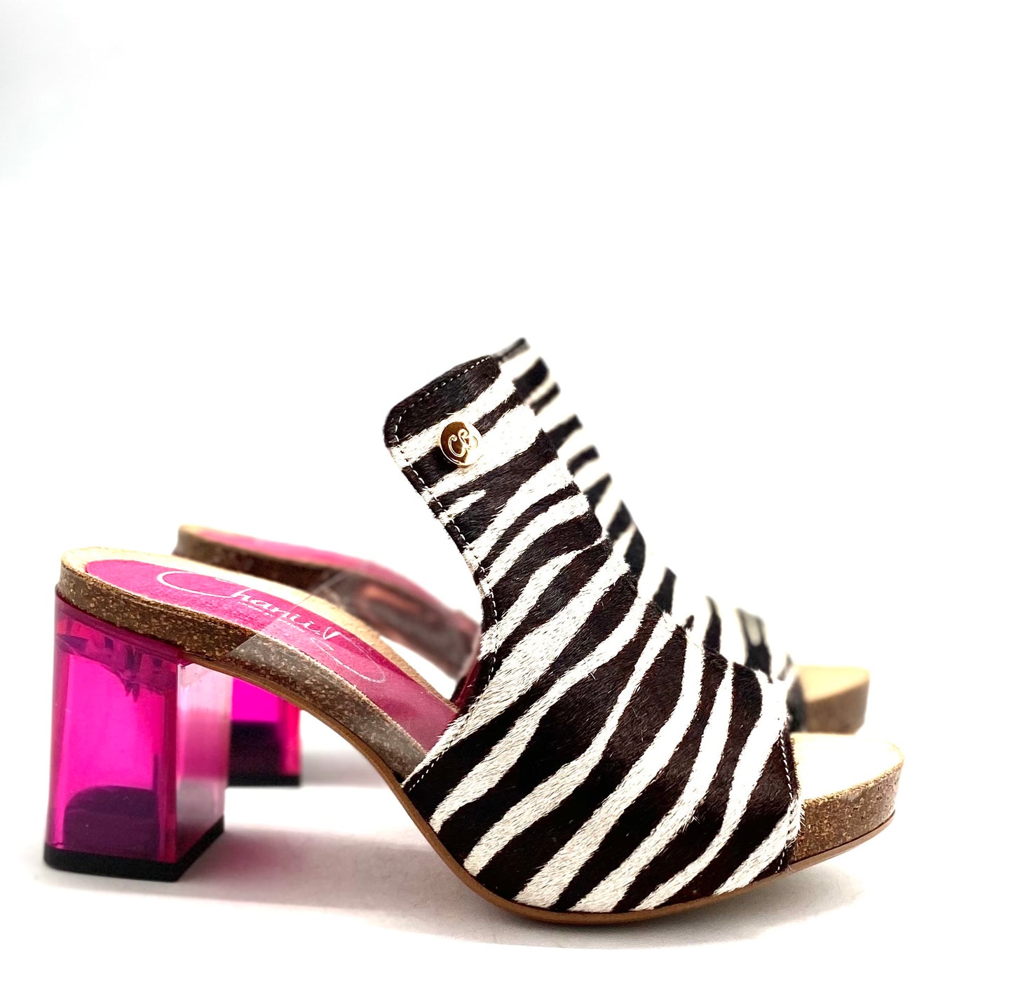 Cannes - zebra cowhide slip on slide-Pre order