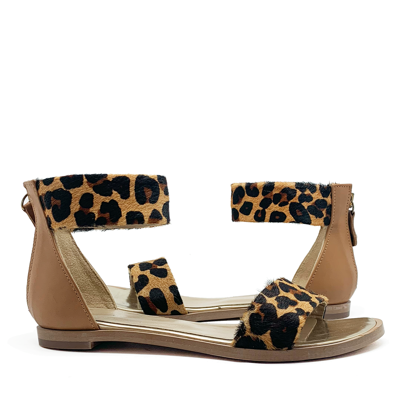 Open toe 2025 leopard flats