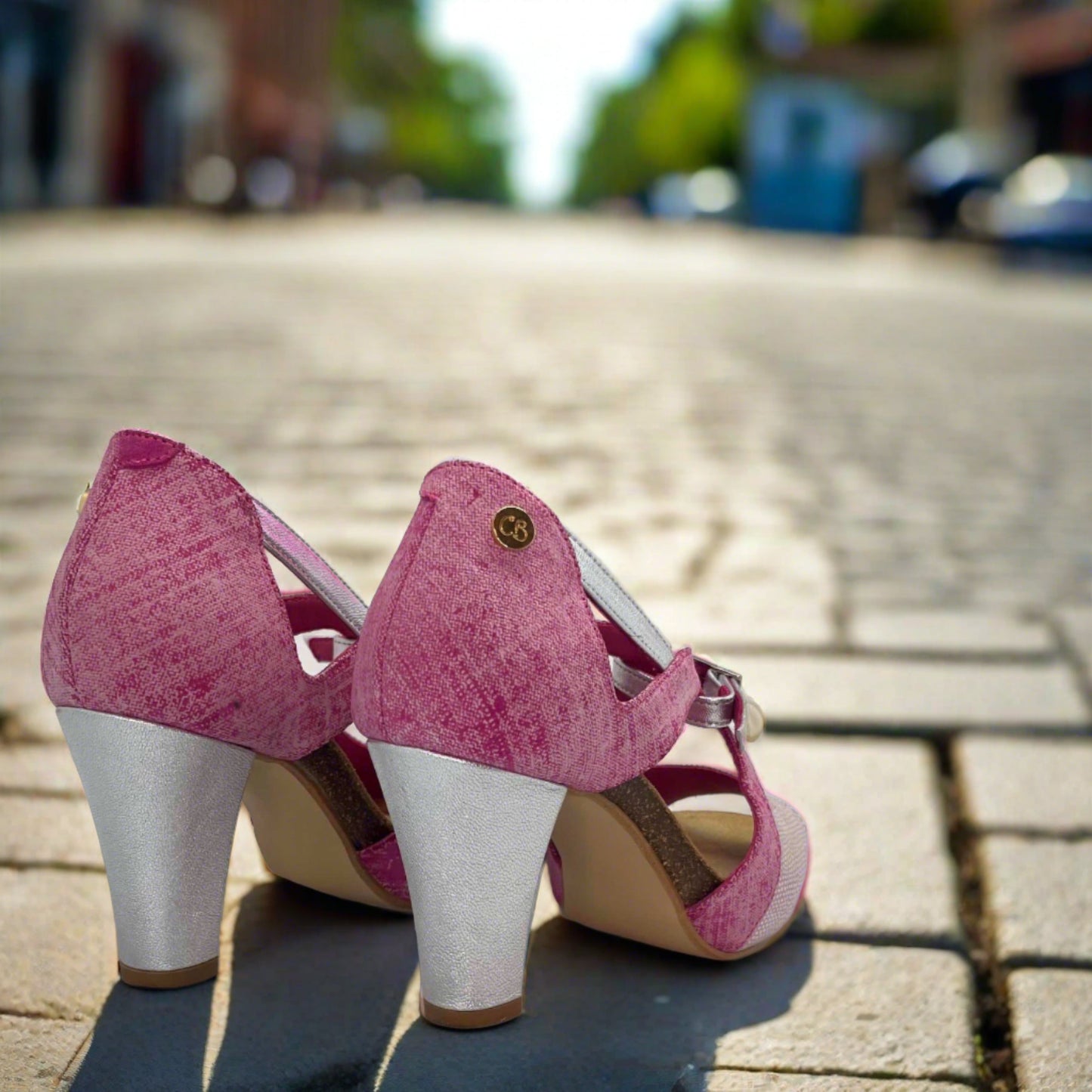 Martini- Pink cork heel shoe