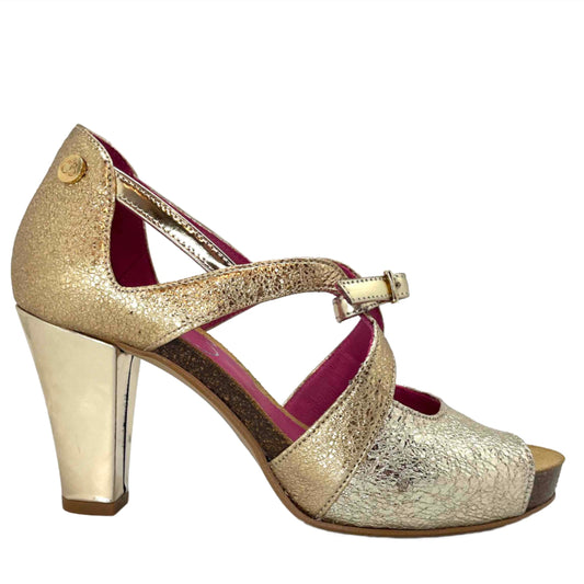 Martini- gold cork heel shoe