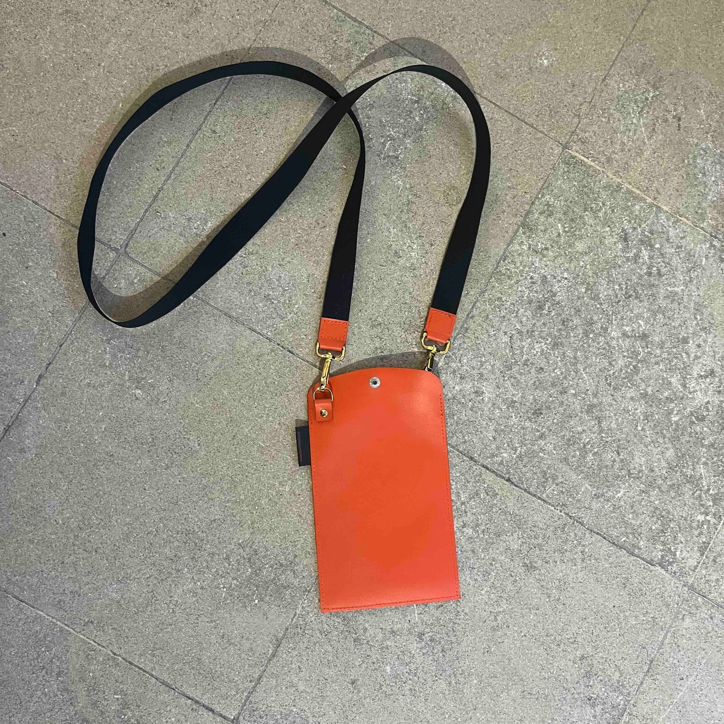 Le Paquete-Leopard cow hide-orange phone holder bag