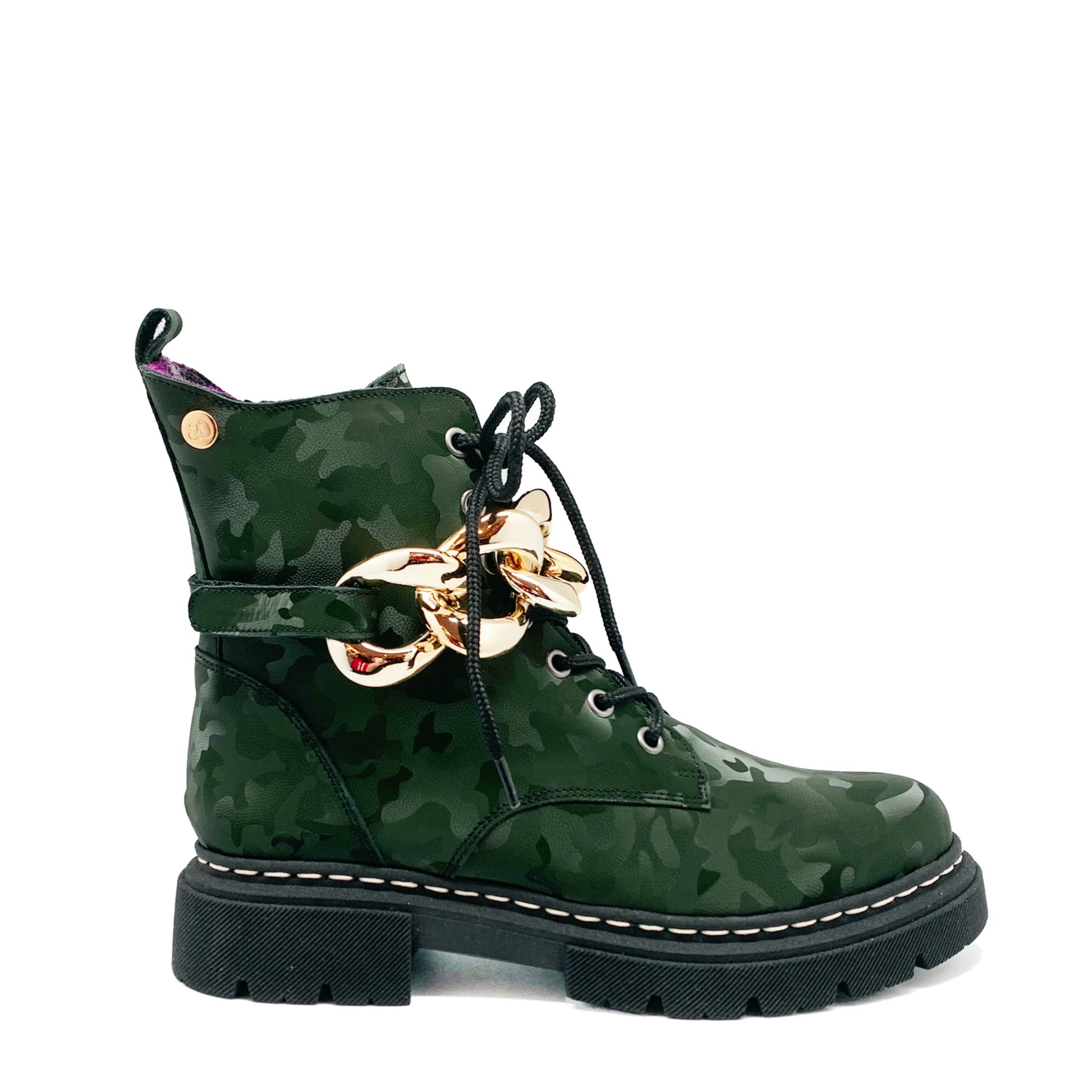Paris Green Camo Print Ankle boot