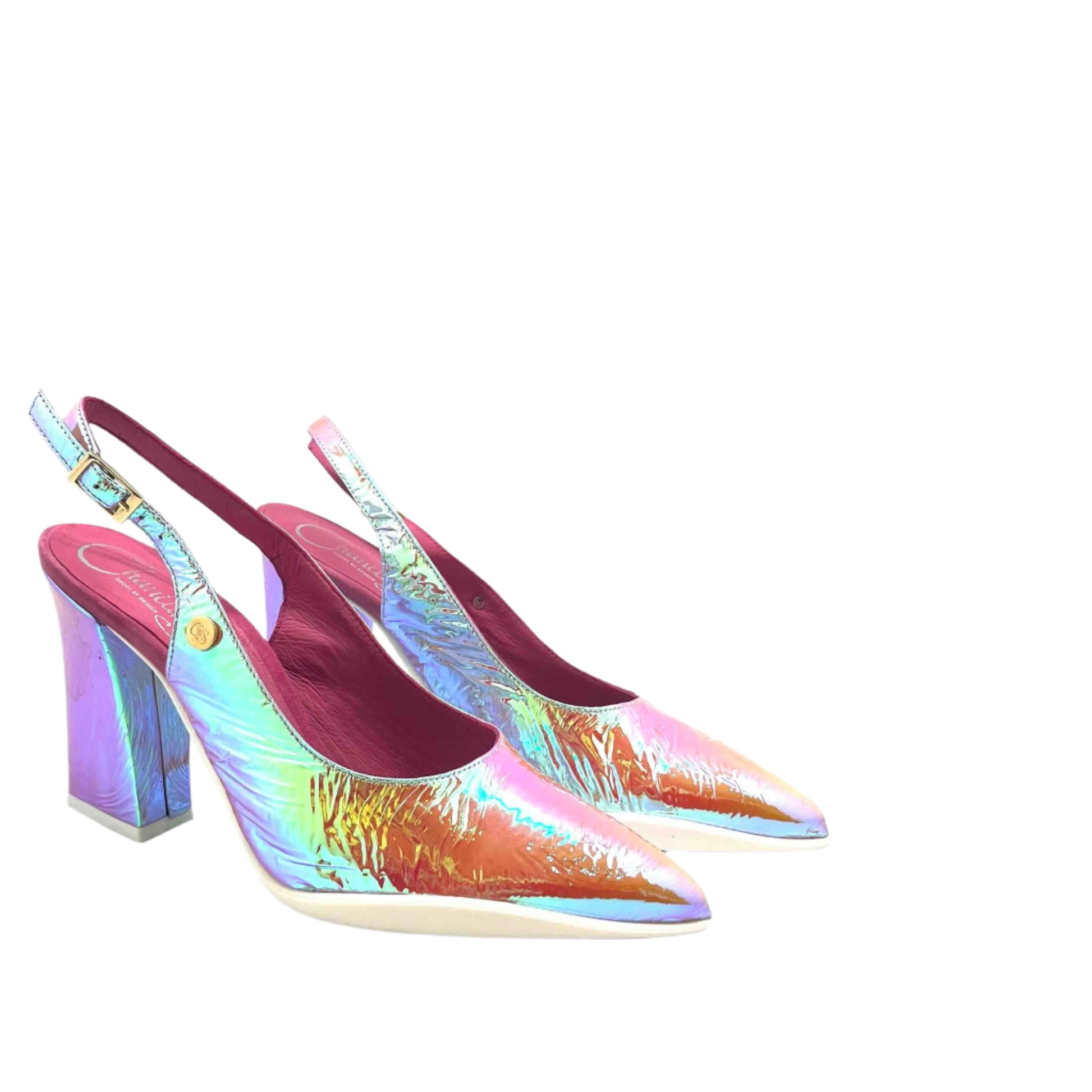 Pimento- pink nude foil sling back - Chanii B