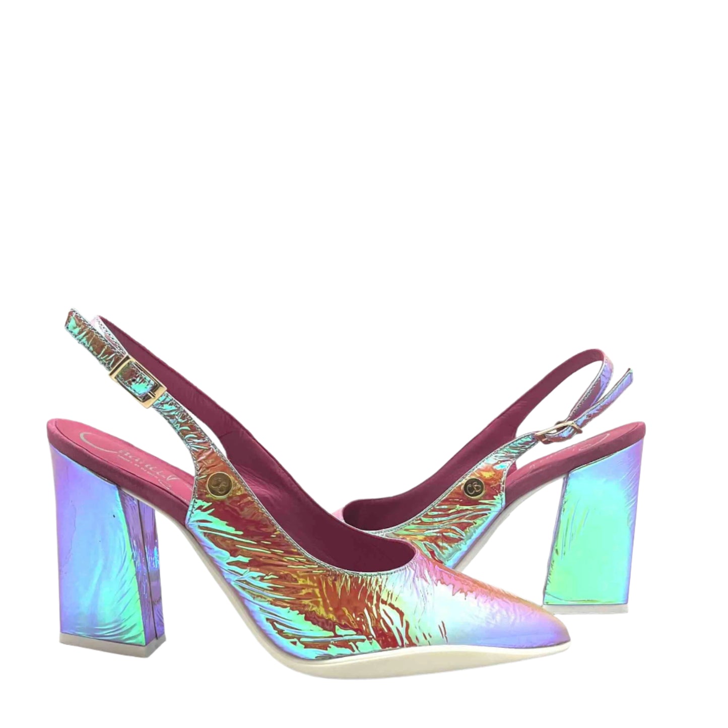 Pimento- pink nude foil sling back - Chanii B