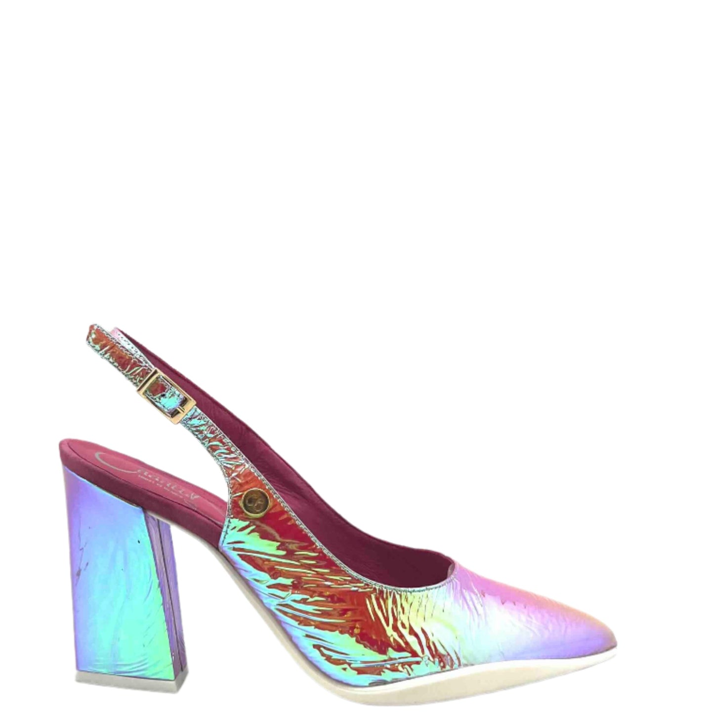 Pimento- pink nude foil sling back