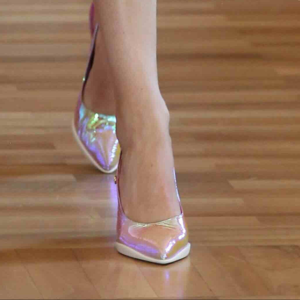 Pimento- pink nude foil sling back - Chanii B