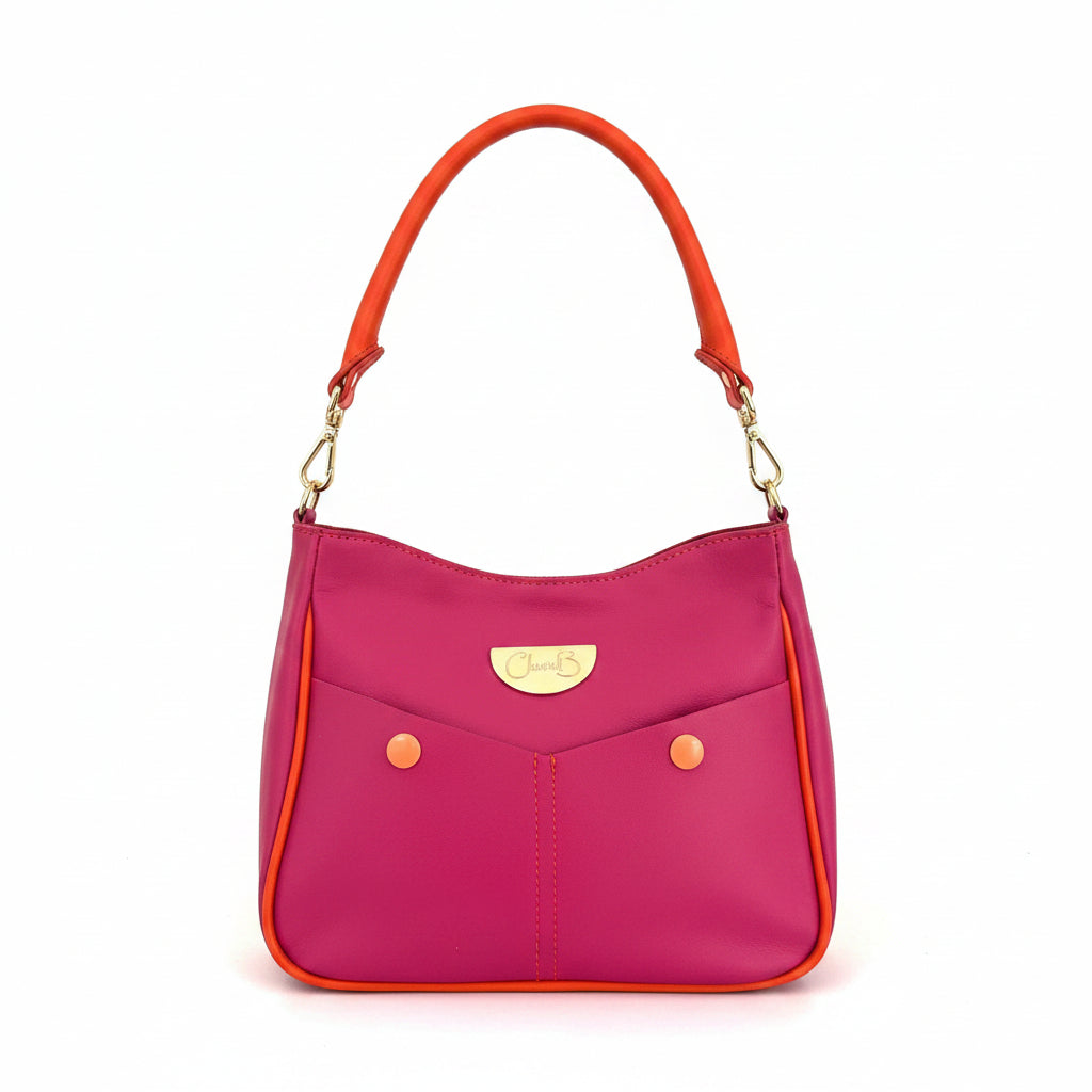 Bella - Fuchsia and orange leather mini bag