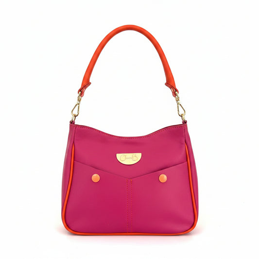 Bella - Fuchsia and orange leather mini bag
